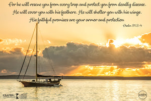 Word + Image: Psalm 91:3-4, Jervis Bay Boat (WI067R)