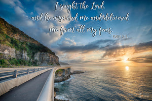 Word + Image: Psalm 34:4, Sea Cliff Bridge (WI039R)